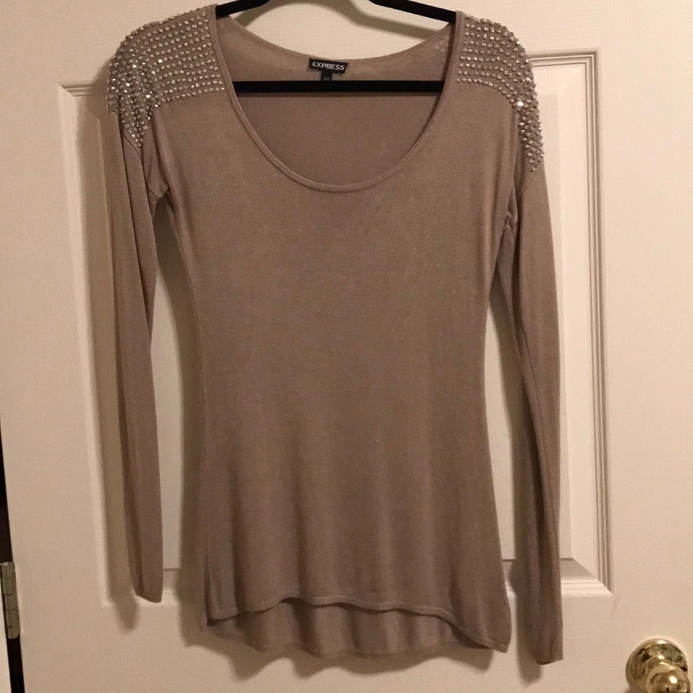 Express brown/taupe studded sweater size small